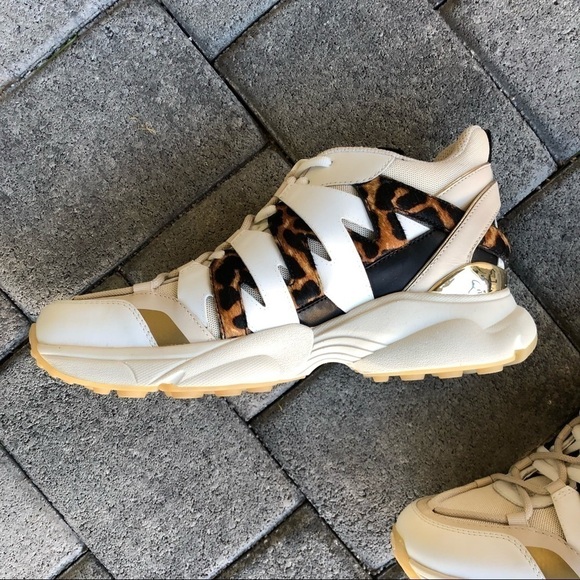 New MICHAEL Michael Kors Hero Cheetah Print Lace- Up Sneaker Trainers size 10 - Picture 6 of 15